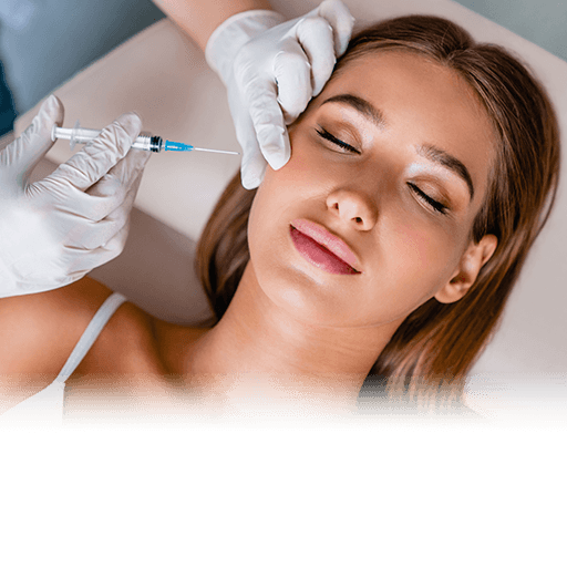 Woman receiving cosmetic facial injection