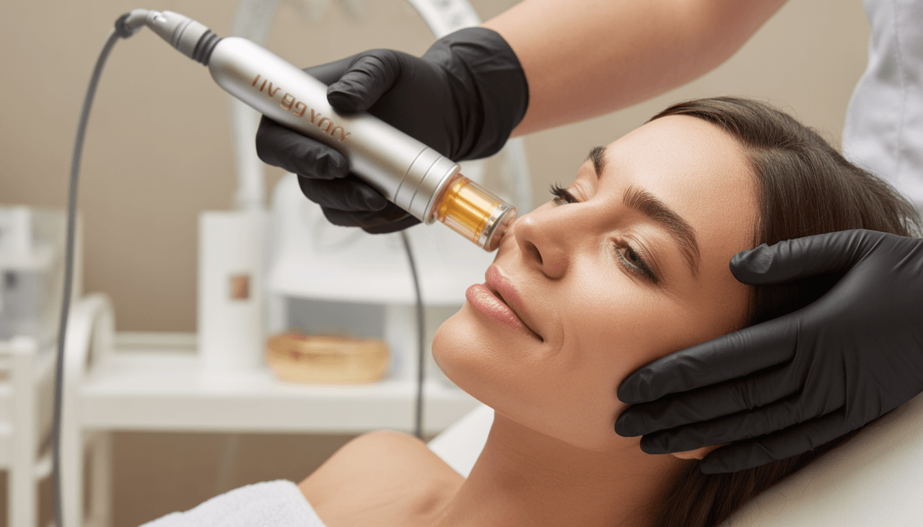 Alt Text RF microneedling treatment being performed at a medical spa to support skin tightening and collagen production