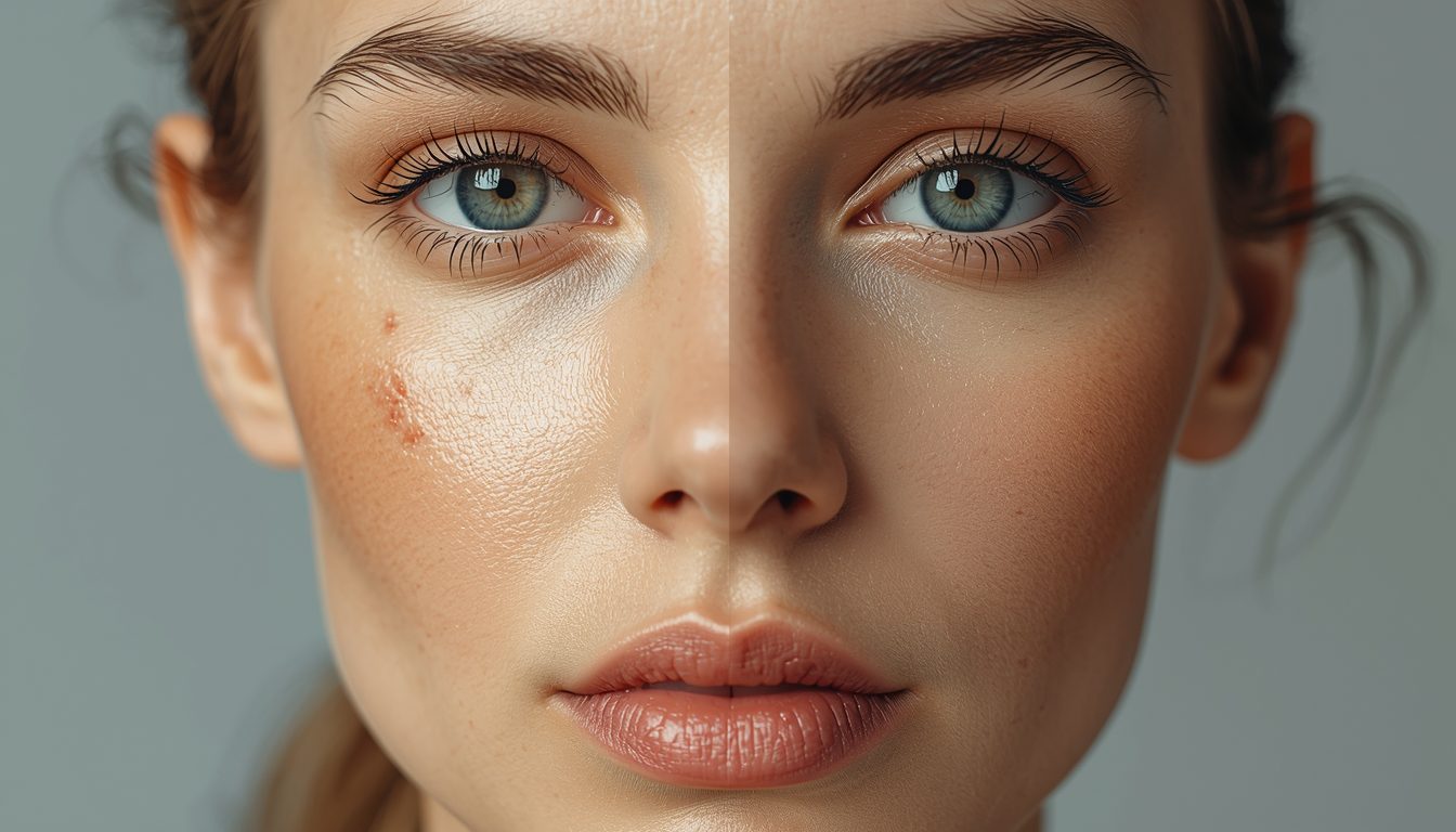 IPL photofacial before and after showing gradual improvement in skin tone, reduced pigmentation, and less redness